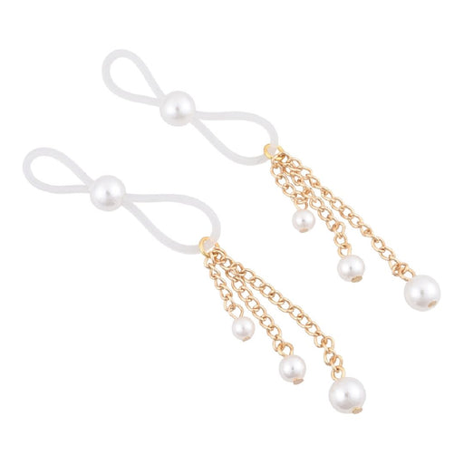 Sex and Mischief Gold & Pearl Nipple Ties sideview 