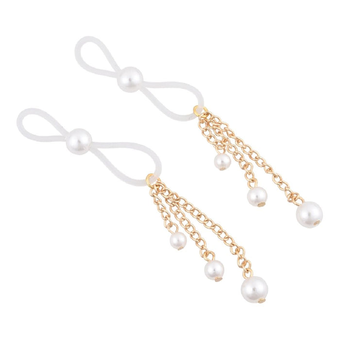Sex and Mischief Gold & Pearl Nipple Ties sideview 