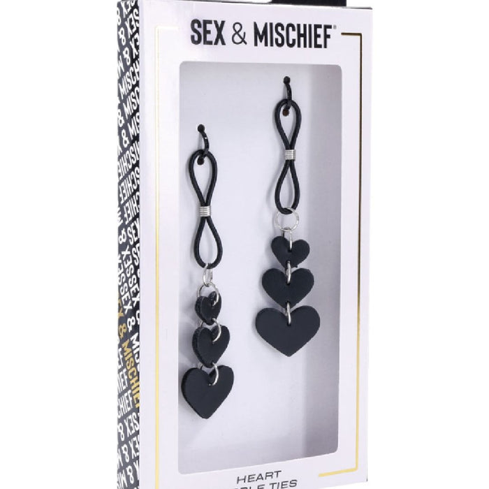 Sex and Mischief Heart Nipple Ties in package 
