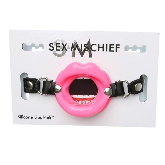 Sex and Mischief Silicone Lip Shaped Mouth Gag - Pink