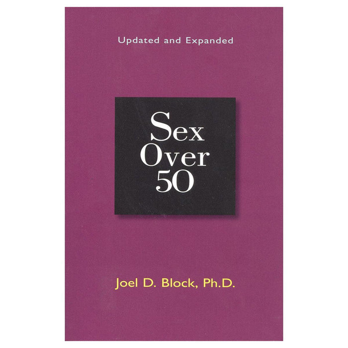 Book cover of "Sex Over 50" by Joel D. Block, Ph.D., featuring a simple purple background with a black title box published by Penguin.