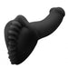3d illustration of a black Shagger Extreme Textured Dildo Base for Harness Play by Bumpher hand giving a thumbs up isolated on a white background. The hand is stylized and simplified, without detailed textures or features like those of a manual stimulator. Brand Name: Bananapants