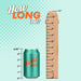 A picture displaying the text "How long is it?" features a wooden ruler shaped like a phallus that measures up to 11 inches. Next to the ruler, there's a can of "Betty Soda," standing 4.83 inches tall for comparison. Both items are set against a teal background with white dots, reminiscent of using the Shane Diesel Silicone 10 Inch Porn Star Dildo with Suction Cup from NS Novelties for measurement.