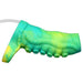The Siphon Green Tentacle Squirting Penis Enhancer is a silicone sleeve with textured ridges, swirled green, yellow, and teal colors, and a tube attached at one end for squirting.