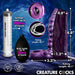 A detailed diagram displays the Siphon Tentacle Squirting Purple Penis Enhancer kit, featuring a purple tentacle sleeve with measurements, a 100mL syringe, a 30mL black bulb, and 40.1-inch tubing. Product features are highlighted.