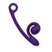 Introducing the Snail Vibe Curve Ultra Powerful 2 Motor Dual Stimulating Vibrator by Snail Vibe: a dark purple, waterproof device with an ergonomic curve and smooth surface. It features a circular loop at one end and a spiral-textured, bulbous formation at the other for G-spot stimulation, all connected by a sleek, gently bending arm.