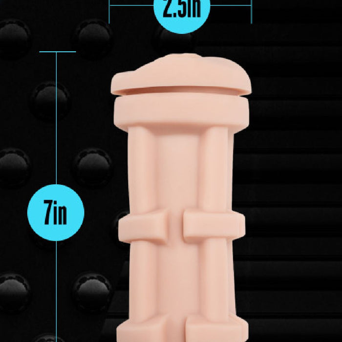 Soft and Wet Pussy with Pleasure Orbs - Self Lubricating Stroker - Vanilla view of the inner sleeve with measurements