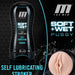 Promotional graphic for a Blush Soft and Wet Pussy Self Lubricating Stroker with Pleasure Orbs - Vanilla featuring a pocket stroker with a focus on texture and sensation enhancement.