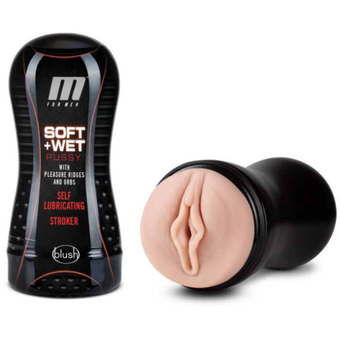 Soft and Wet Pussy with Ridges and Orbs - Self Lubricating Stroker - Vanilla stroker and case