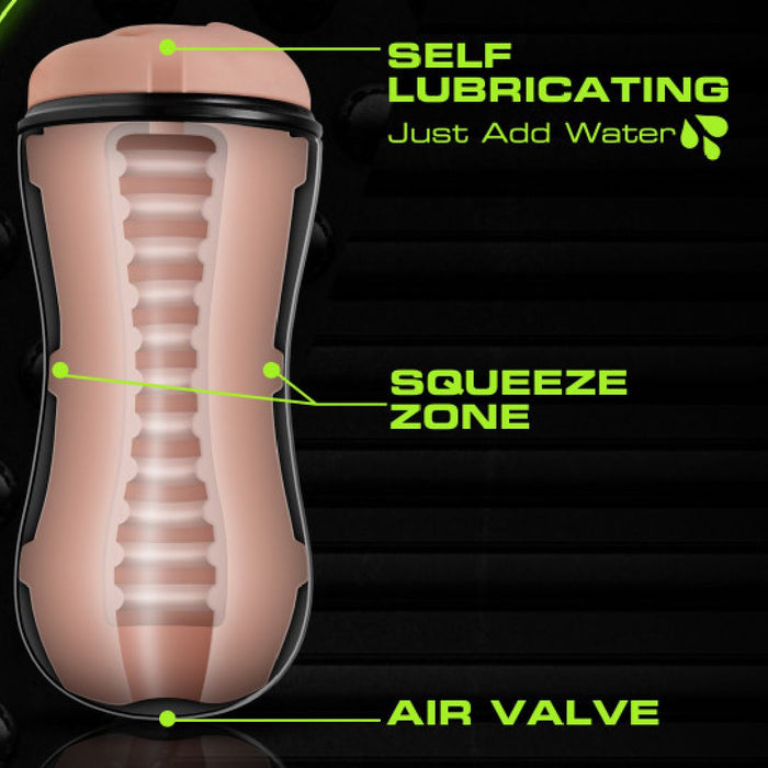 Soft and Wet Pussy Self Lubricating Stroker with Ridges and Orbs - Vanilla