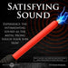 A promotional image shows the Spark Rod Electro Stimulation Zapping Wand—a red device with a metal tip emitting sparks—alongside text highlighting its "satisfying sound" when touching skin. The background is black with red concentric circles.