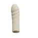 A beige, cylindrical silicone sleeve with spiral ridges and a rounded tip, designed as an attachment for the Spinel App-Controlled, Multi-Attachment Thrusting, Vibrating & Heating Dildo Machine, shown on a plain white background.
