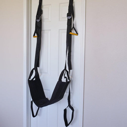 Sportsheets Door Jam Sex Sling - Special Edition hanging on a door