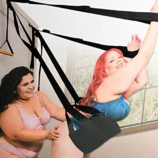 Sportsheets Door Jam Sex Sling - Special Edition used by two women on a door