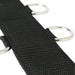 Close-up of a black Sportsheets neoprene neck collar with metal d-rings at intervals.