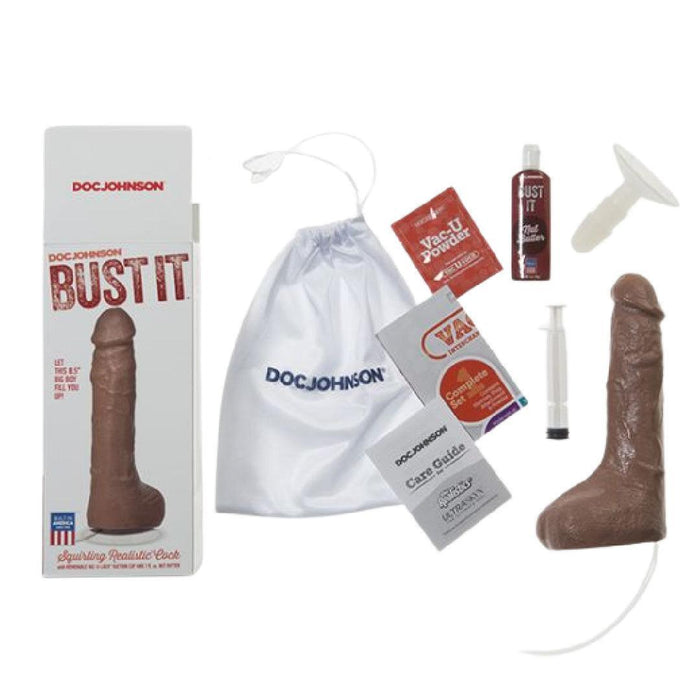 Squirting Realistic Cock Large Ejaculating Suction Cup Dildo - Caramel