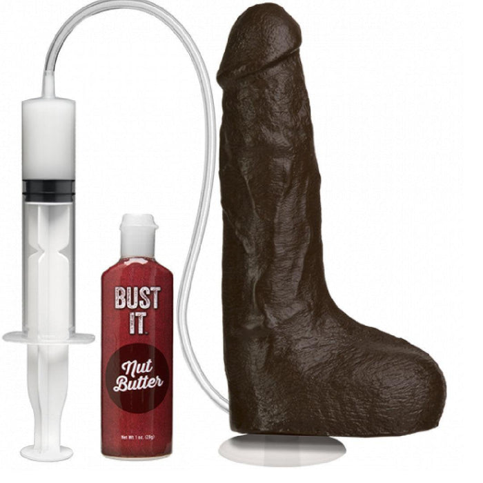 Squirting Realistic Cock Large Ejaculating Suction Cup Dildo - Dark Brown