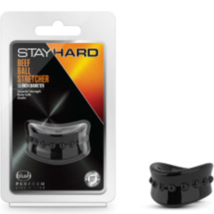 Stay Hard 1.5 Inch Beef Ball Stretcher by Blush Novelties with package