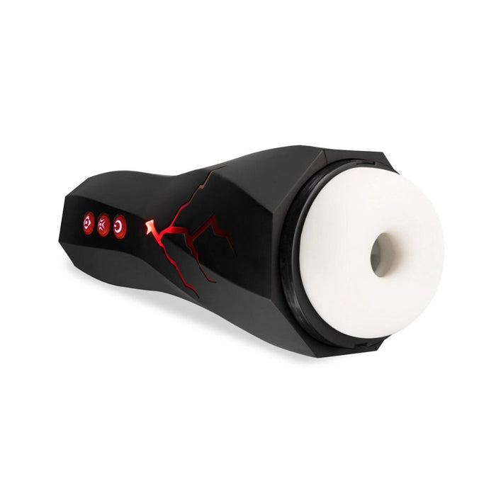 Storm Sucking Moaning Vibrating Masturbator horizontal and showing the white top on a white background