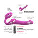 The Strap-on-Me Multi Orgasm Bendable Strap-on with Clitoral Tongue - Large by Lovely Planet is a pink dual-stimulation adult toy designed to provide targeted G-spot and clitoral stimulation. It features bendable technology, three vibration and intensity modes, independently controlled motors, and an ergonomic insertion design. Additionally, it comes with a wireless remote control for added convenience.