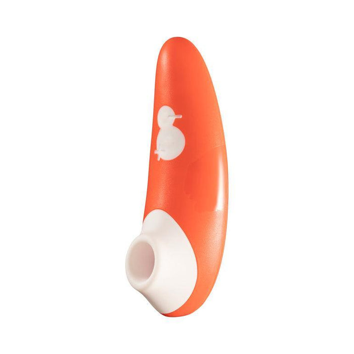 The Switch Beginner's Pleasure Air Clitoral Stimulator by WOW is a sleek, red and white handheld device with a soft, conical opening made for clitoral stimulation. Its smooth surface and the small logo near the top subtly highlight its electronic design, ideal for personal use.