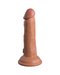An erect, King Cock Elite 6" Vibrating Silicone Dual Density Dildo - Caramel with a textured surface and a suction base, isolated on a white background.