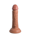 A King Cock Elite 6" Vibrating Silicone Dual Density Dildo - Caramel by Pipedream Products, with a suction base, textured surface, and lifelike details, isolated on a white background.