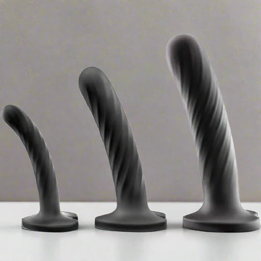Temptasia Twist Kit Set Of 3 Silicone Pegging Dildos - Black