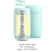 A promotional image of Tenga’s Puffy Discreet Ultra Soft Beaded Masturbator - Mint Green with soft, jiggly beads for sensation. The product is opened to reveal its interior, showcasing the beads and ultra-soft spongy material. Text above reads, "Jiggly Soft," and below says, "Supple beads sway for contrasting, jiggly-soft sensations!