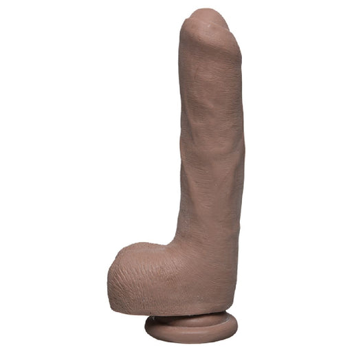The D Uncut 9 Inch Ultraskyn Dildo with Balls - Caramel