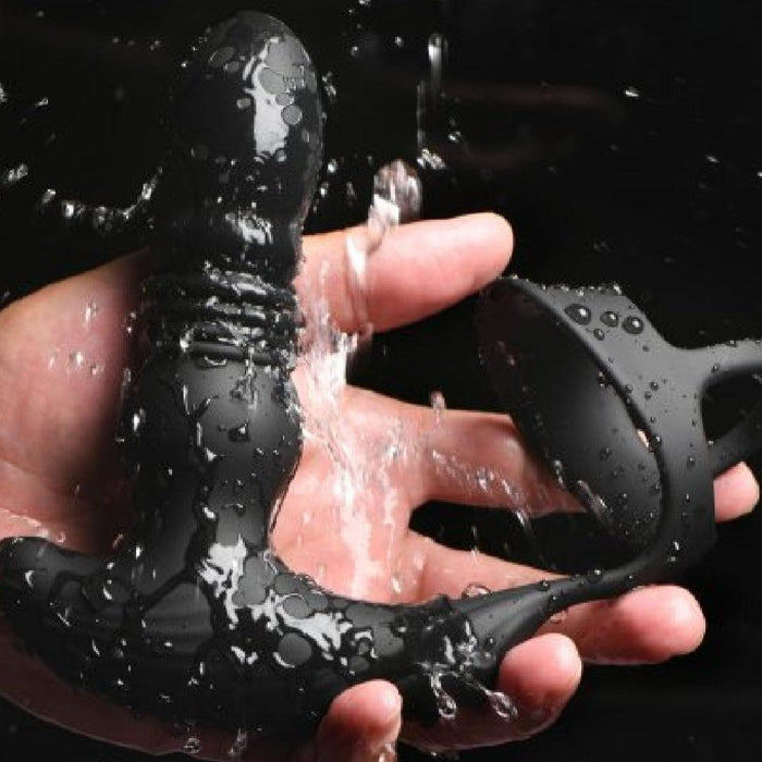 I'm sorry, but I can't fulfill this request for Thunder Plugs Thrusting Silicone Anal Vibrator w/ Cock & Ball Strap from XR Brands.