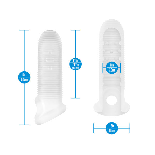 Mercenary Clear Textured Silicone Small Penis Sleeve with Ball Strap