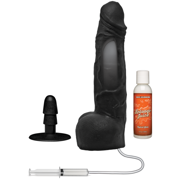 Merci Dual Density Squirting Cumplay Cock with  Suction Cup 10in - Black