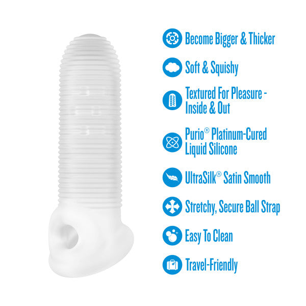 Mercenary Clear Textured Silicone Small Penis Sleeve with Ball Strap