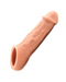A realistic Vixen Colossus 7 Inch Vixskin Silicone Penis Extender with Ball Strap - Vanilla, made of body-safe silicone and presented against a plain white background.