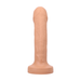 The Tantus Uncut Dual Density Silicone 9 Inch Dildo - Vanilla features a realistic, uncircumcised design with a textured shaft, rounded head, and flat base, showcased in a natural vanilla tone against a white background.