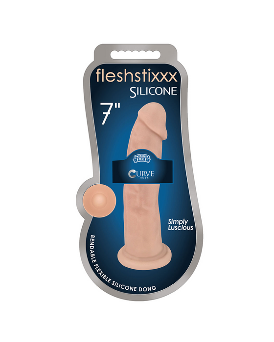 Fleshstixxx 7 Inch Bendable Silicone Dildo - Vanilla