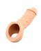 A realistic beige Vixskin silicone prosthetic sleeve, resembling a human organ, on a white background.