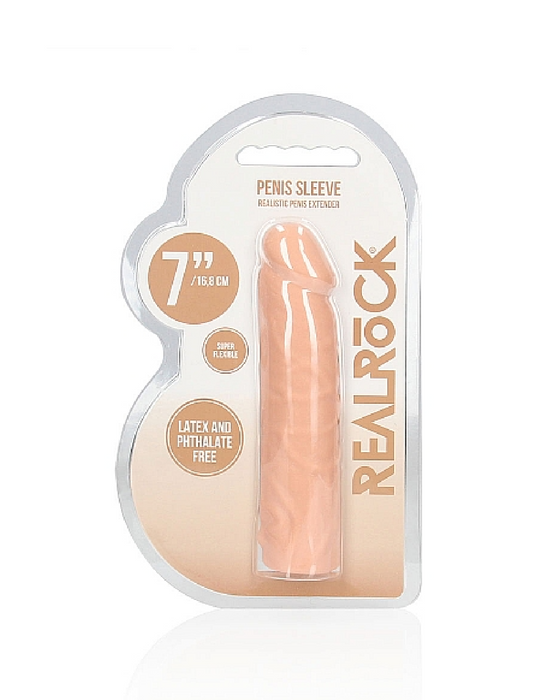 Realrock 7 Inch Penis Extender Sleeve - Vanilla