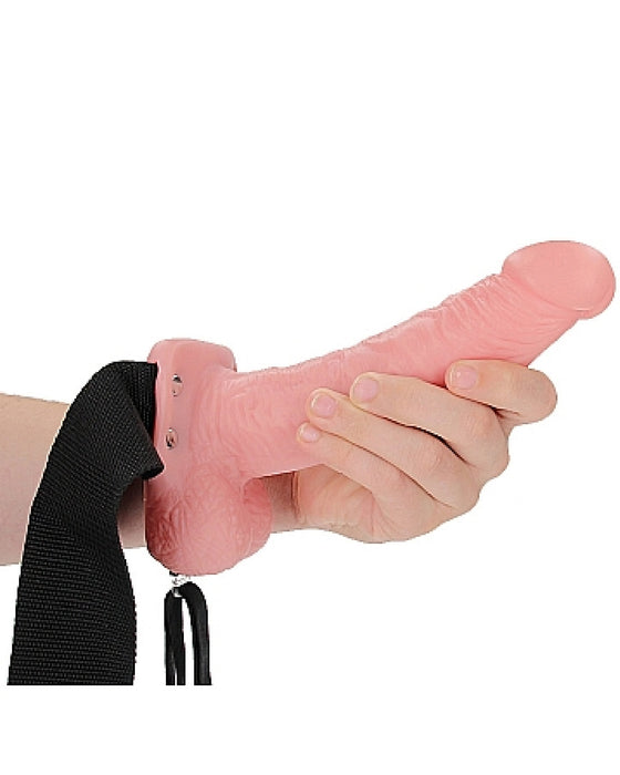 Realrock 7 Inch Hollow Dildo with Balls & Strap-on Harness - Vanilla