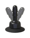 A black Vac-U-Lock Deluxe 360° Swivel Suction Cup Plug by Doc Johnson with three adjustable arms radiating from a central base. Featuring rotating ball joints, the arms allow for customizable positioning of the device. The holder has a secure suction cup base for reliable mounting.