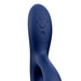 Close-up of the sleek We-Vibe Nova 2 Powerful Flexible G-Spot Rabbit Vibrator in blue, featuring three control buttons and a charging port. The device has an ergonomic design with a curved handle for ease of use.