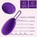 Here's an image of the Wellness Imara Wearable Vibrating Egg with Remote by Blush in striking purple. Designed for convenience, it features a wireless remote control and a pull loop for effortless removal. The image showcases its impressive array of 10 powerful vibrating functions and 5 speed patterns—Intensify, Throb, Rumble, Tremble, and Pulse—each displayed as waveforms. Plus, it's fully waterproof for added versatility.