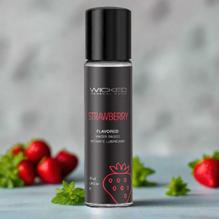 Wicked Aqua Mini Strawberry Flavored Water Based Lubricant 1 oz