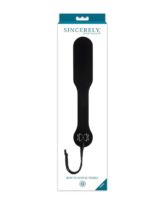 Sincerely Bow Tie Acrylic Paddle in box