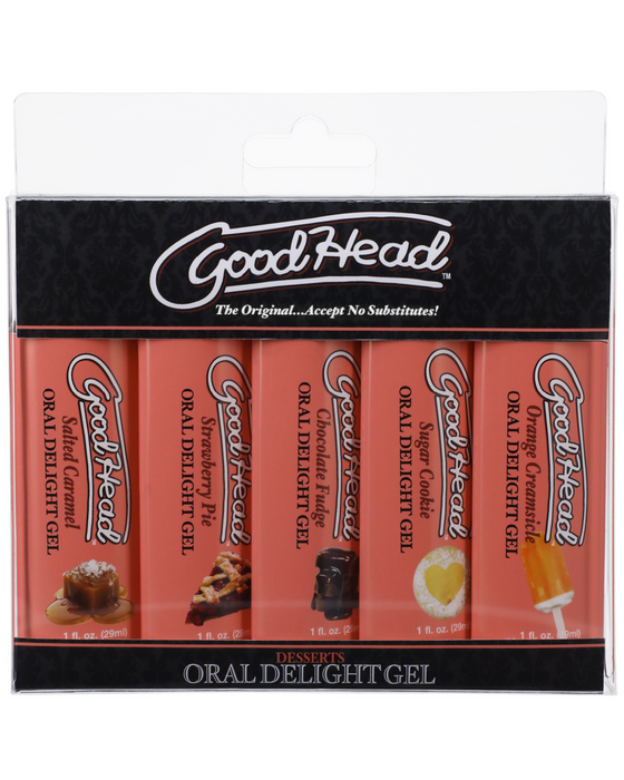 Goodhead Oral Delight Gel Dessert Flavors 5-pack for Oral Sex in packaging