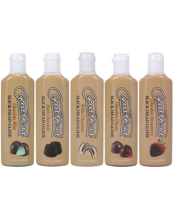 GoodHead Slick Head Assorted Chocolate Flavored Lubricants 5 pk individual bottles