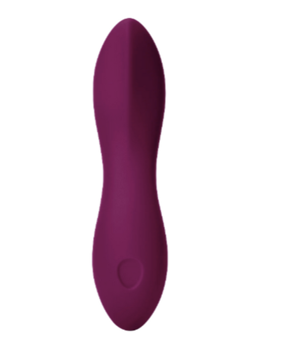 Dame Dip Beginner's  Internal & External Silicone Vibrator - Plum facing forward alone on a white background