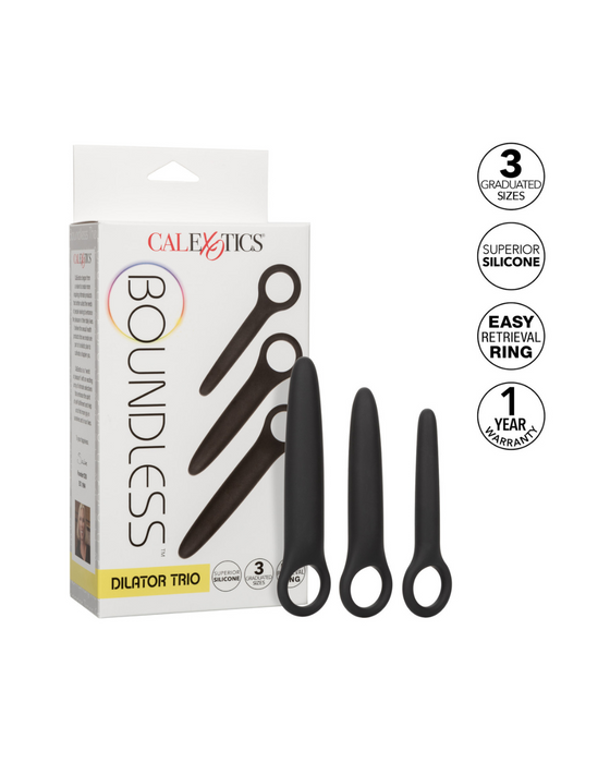 Calex Boundless Dilator packaging and product with features listed on the side on a white background