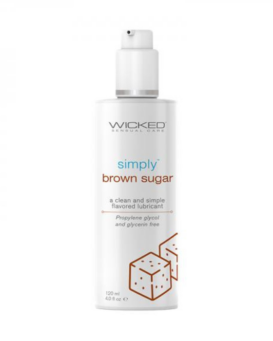 Wicked Simply Brown Sugar Flavored Water Based Lubricant 4oz on a white background